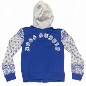 NWT Boy's Dogg Supply Full Zip Hoodie Blue & Gray Size 10/12